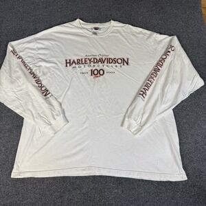 Vintage Harley Davidson 100 Year Shirt Men 3XL Long Sleeve Double Sided 2002 Y2K